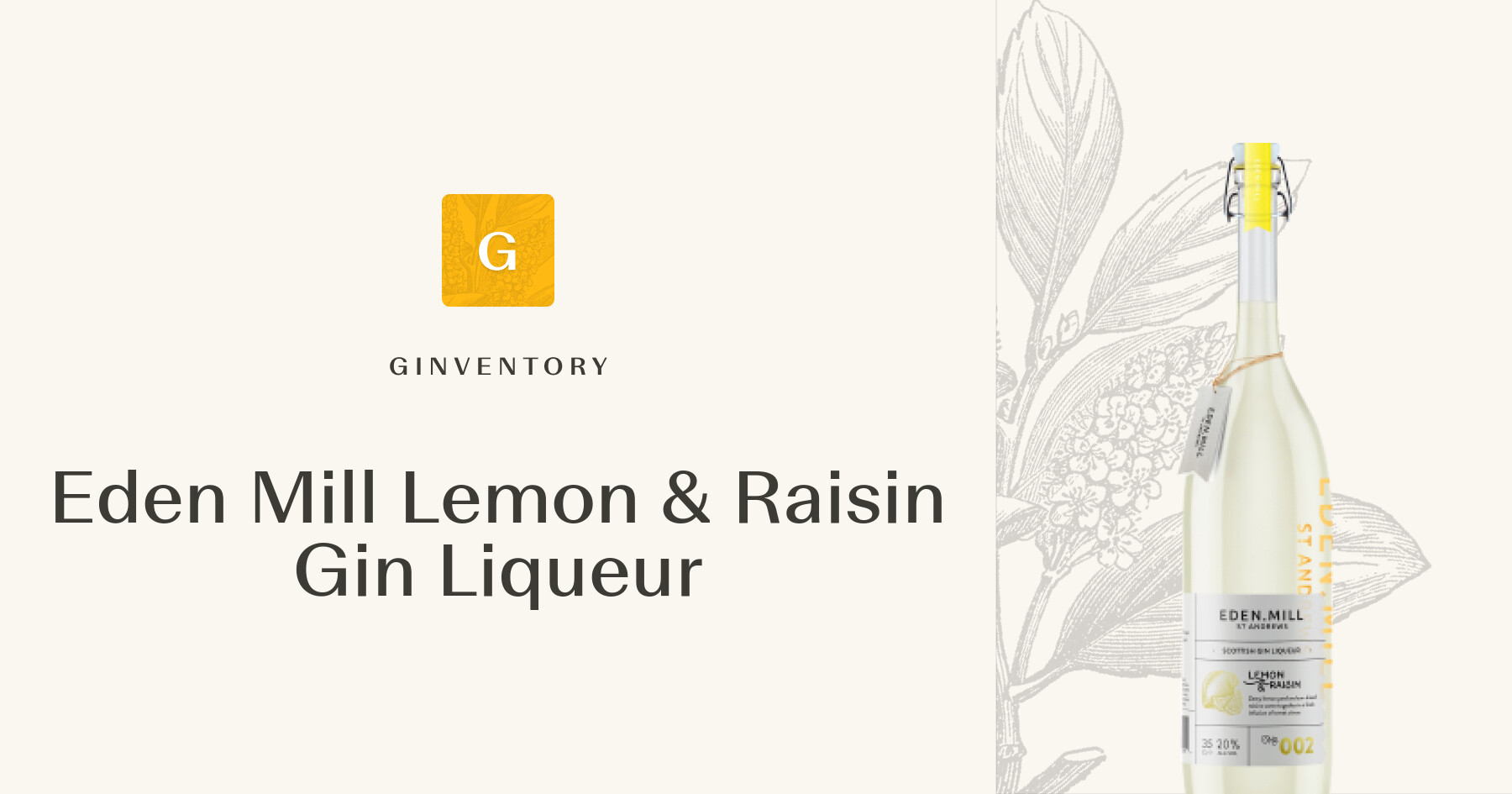 Eden Mill Lemon & Raisin Gin Liqueur — Ginebras | Ginventory