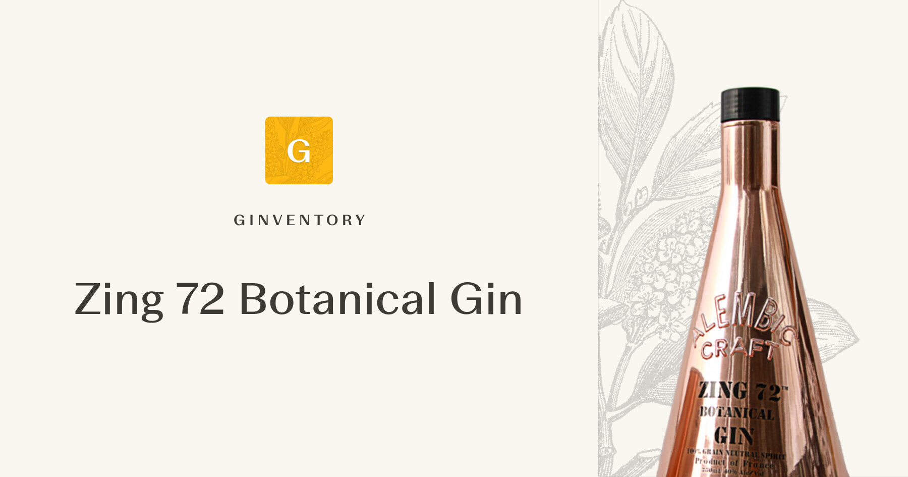 Zing 72 Botanical Gin — Gins | Ginventory