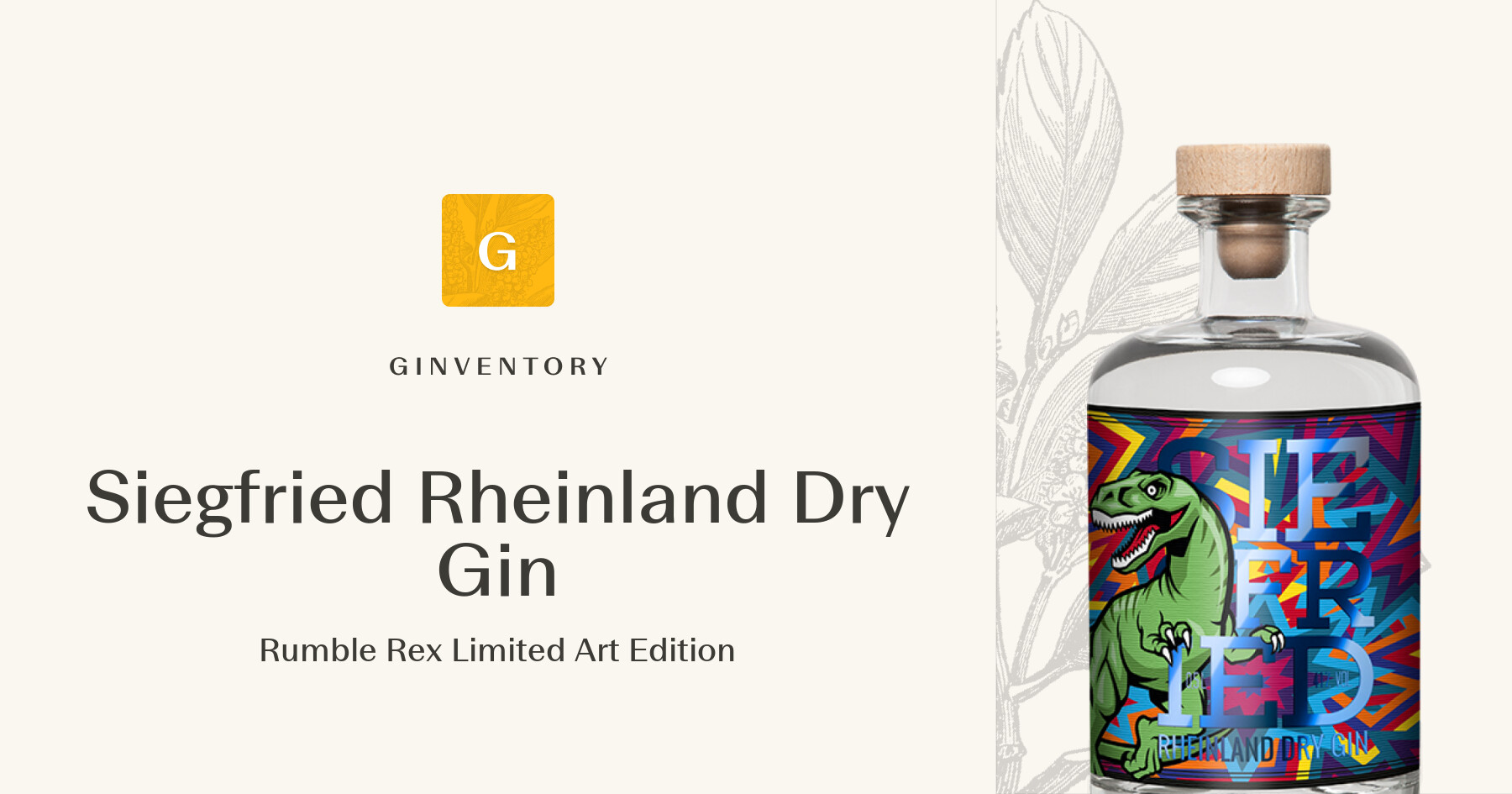 Siegfried Rheinland Dry Gin - Rumble Rex Limited Art Edition — Gins ...