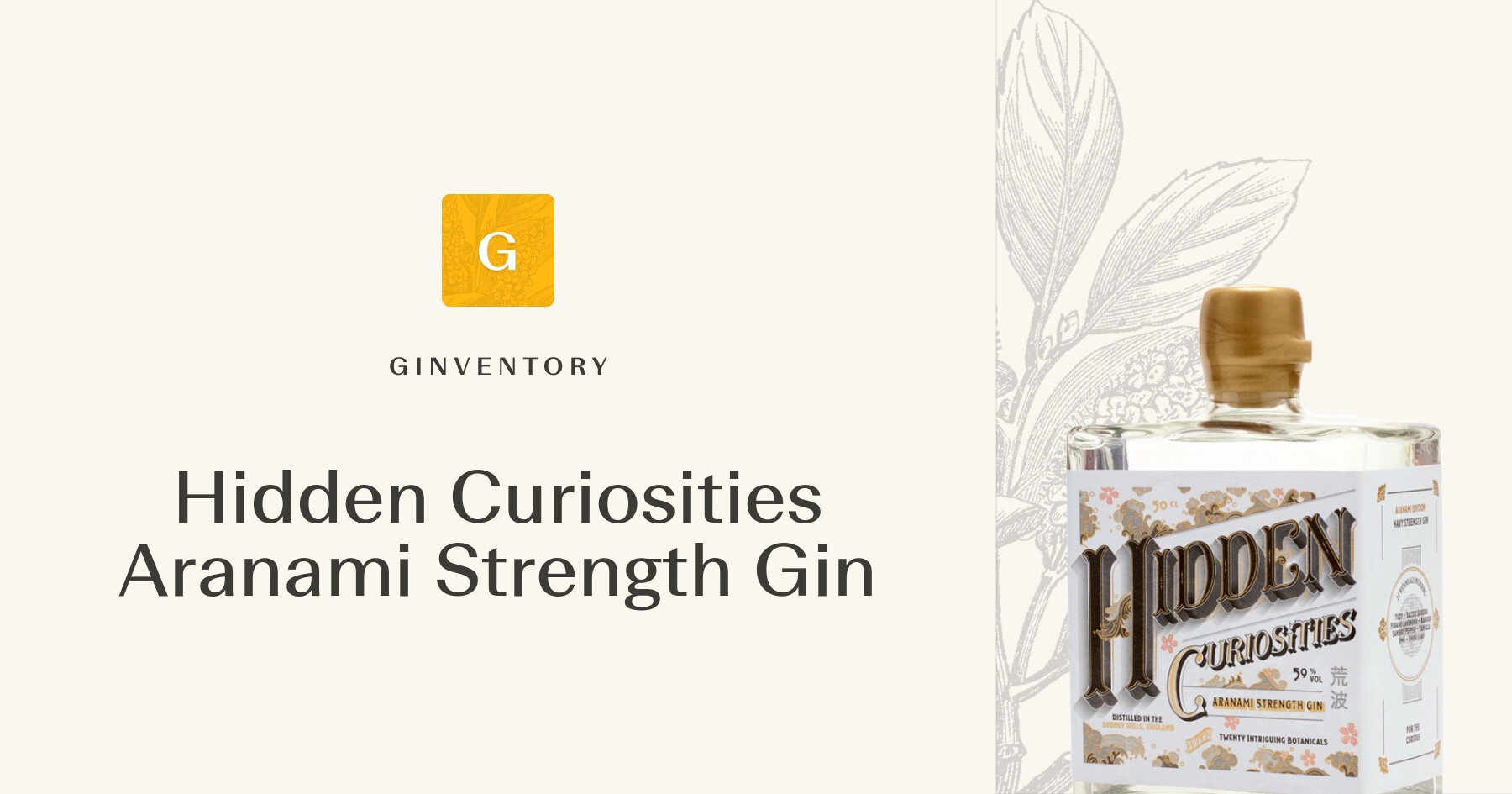 Hidden Curiosities Aranami Strength Gin — Gins | Ginventory