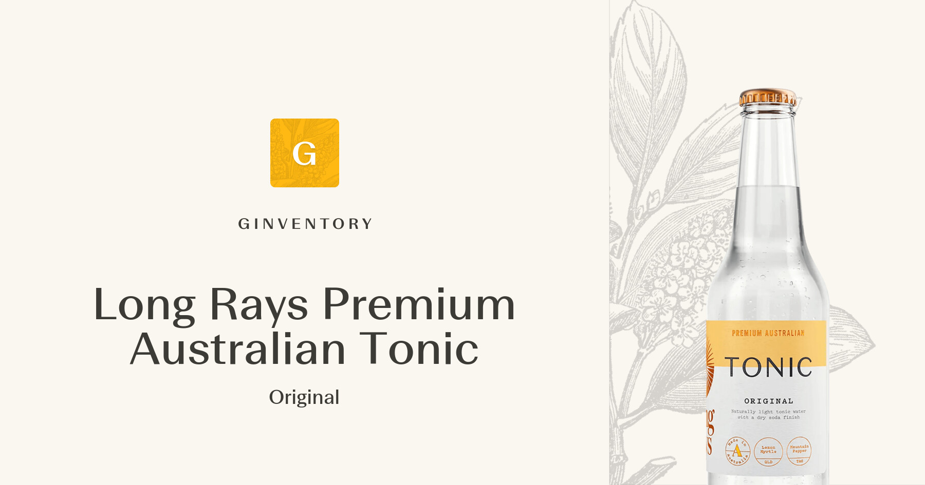 Long Rays Premium Australian Tonic - Original — Tonics | Ginventory