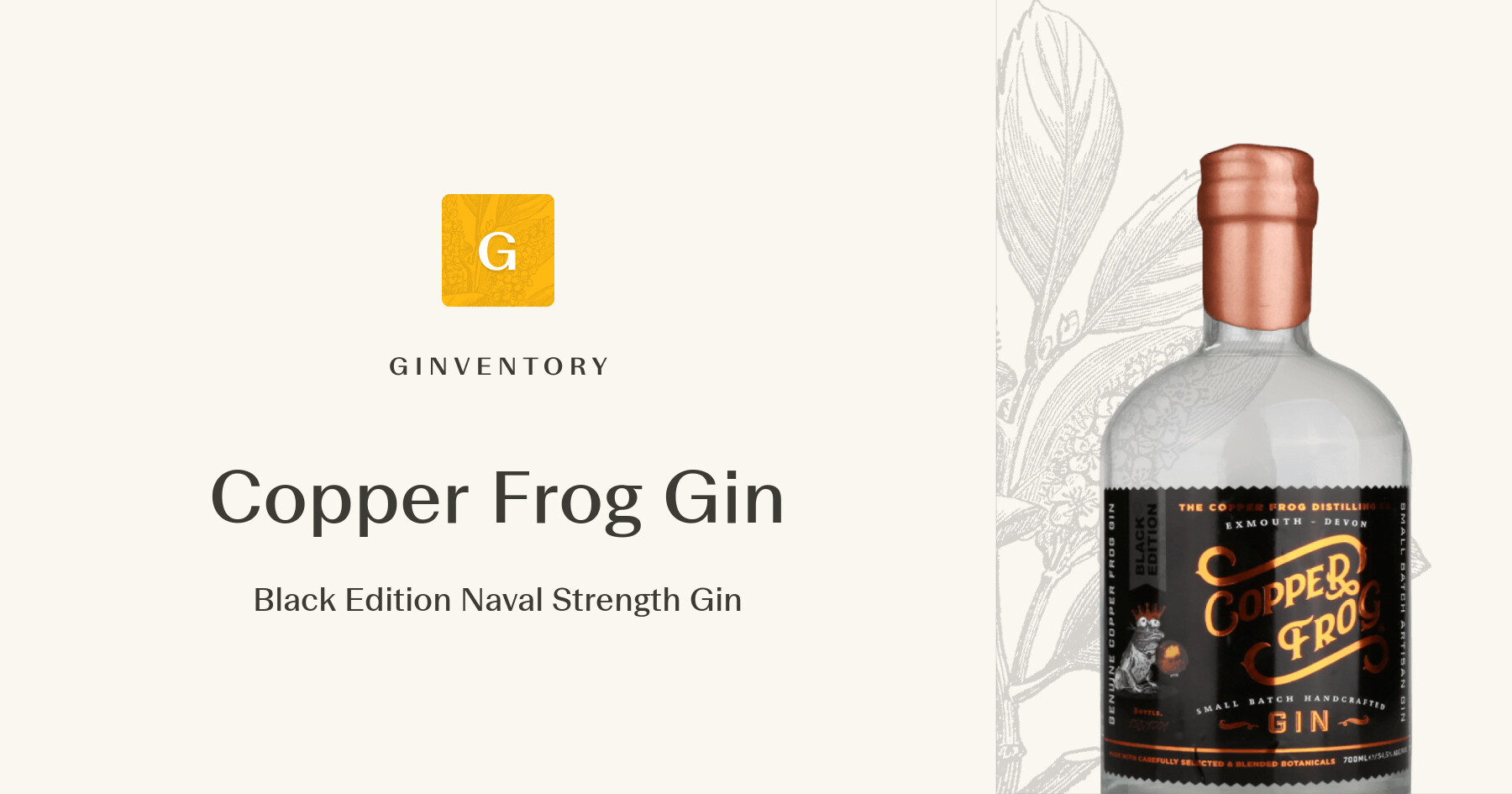 Copper Frog Gin - Black Edition Naval Strength Gin — Gins | Ginventory