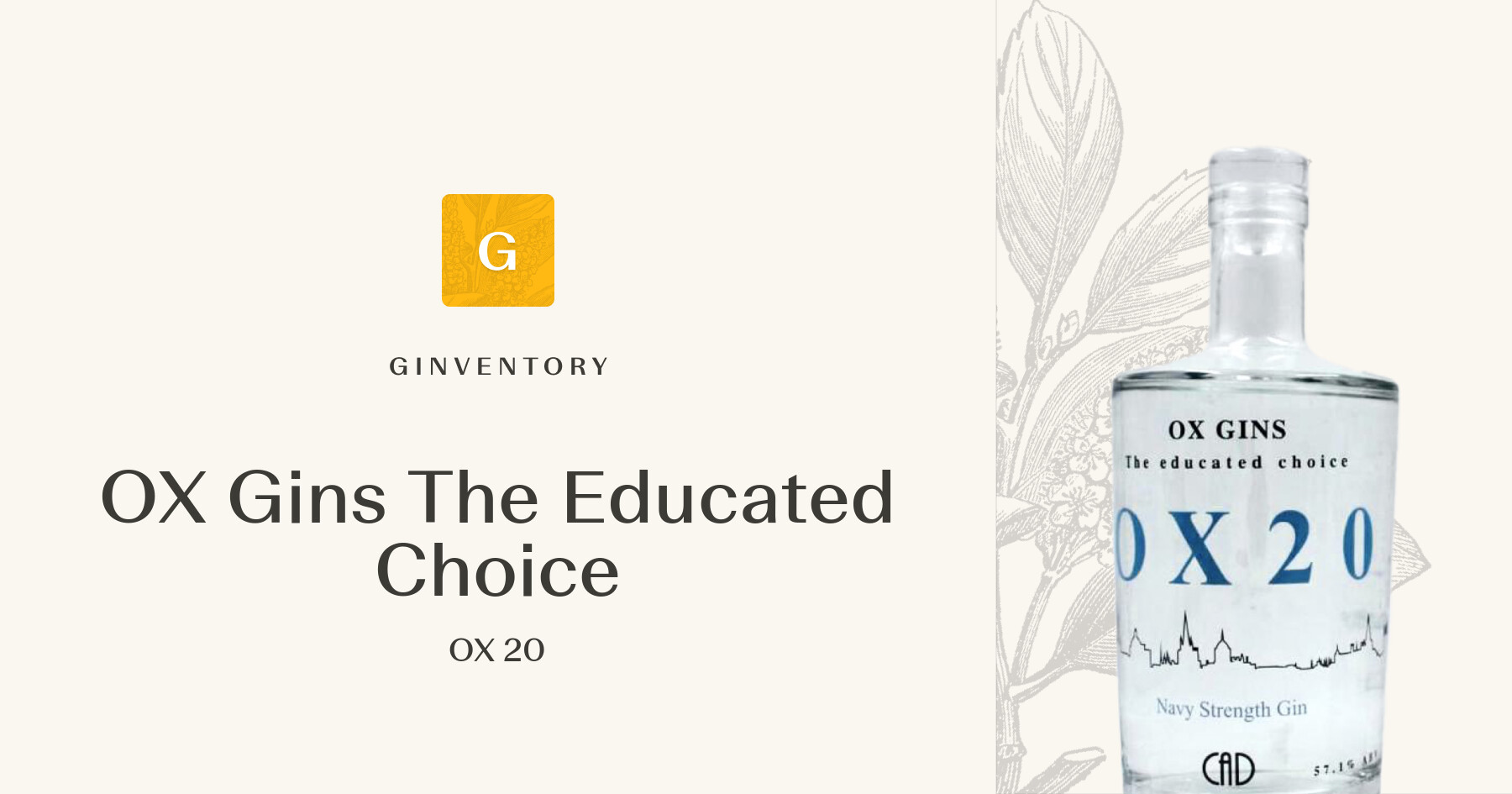 OX Gins The Educated Choice - OX 20 — Gins | Ginventory
