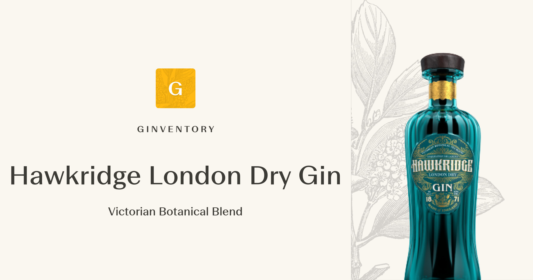 Hawkridge London Dry Gin - Victorian Botanical Blend — Gins | Ginventory