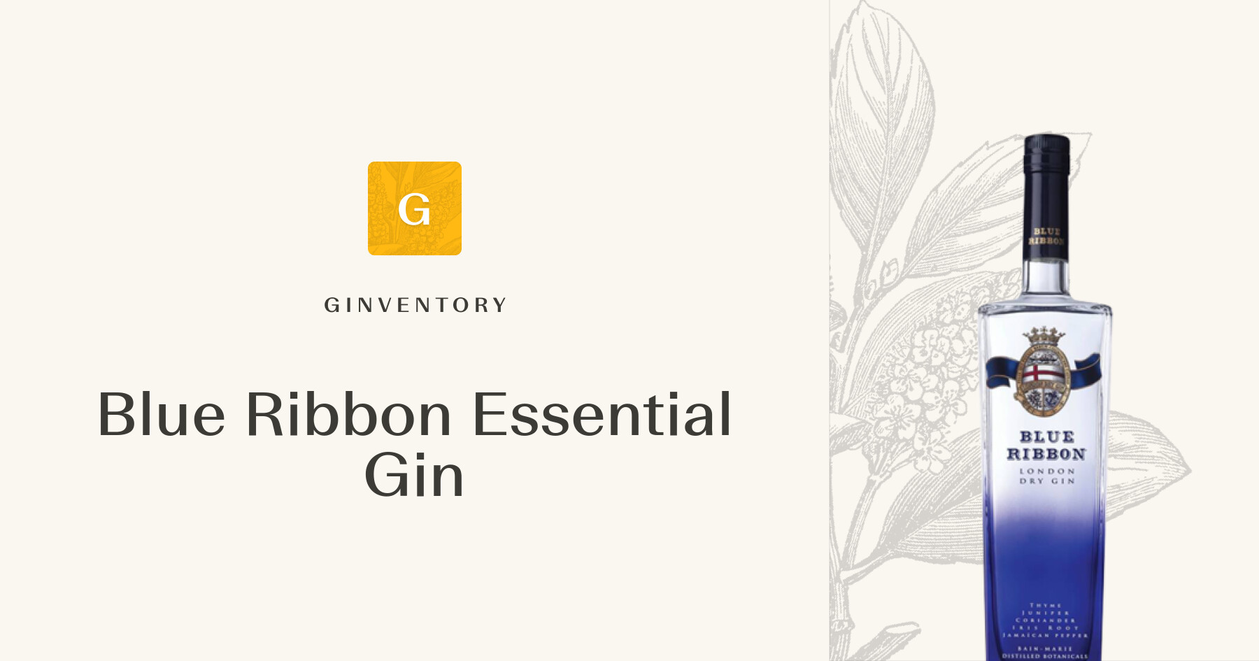 Blue Ribbon Essential Gin — Ginebras | Ginventory