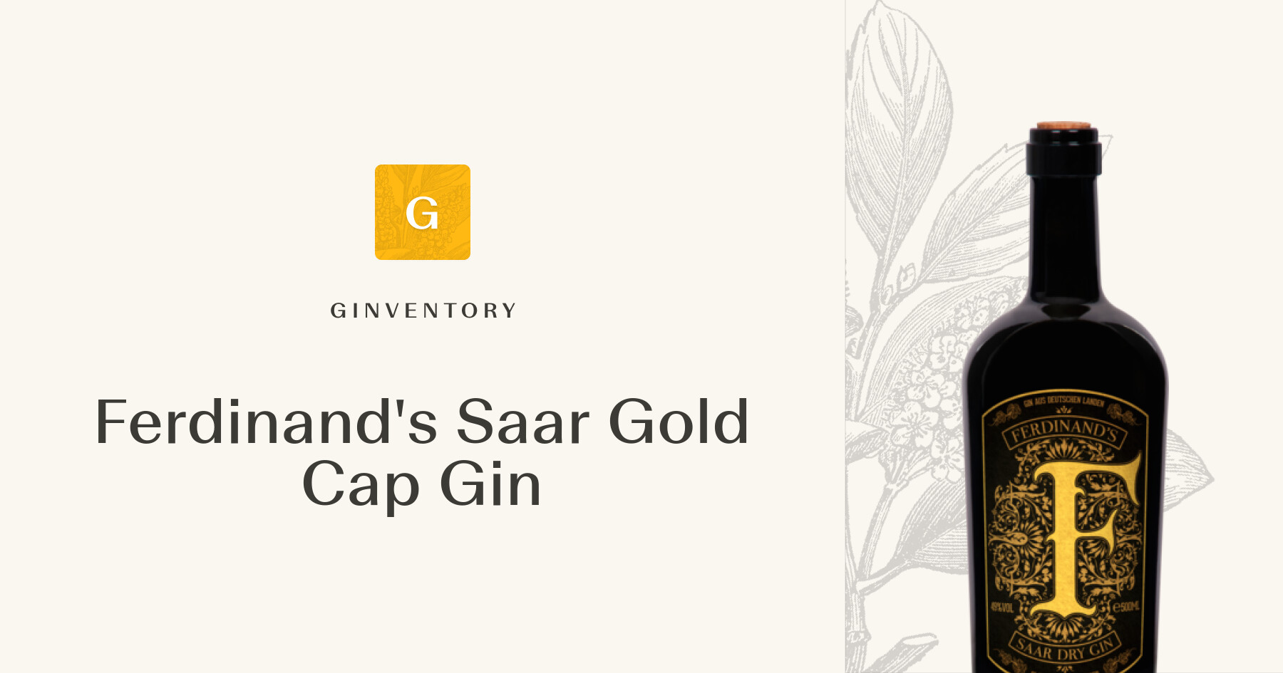 Ferdinand's Saar Gold Cap Gin — Gins | Ginventory