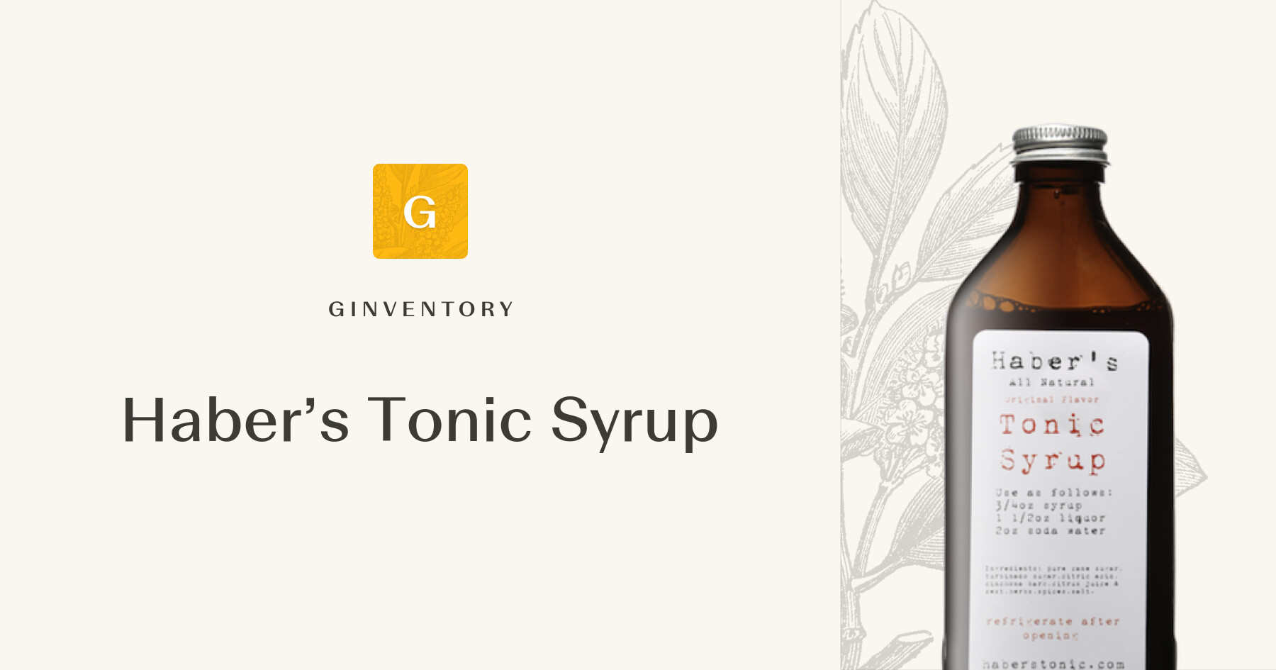 Haber’s Tonic Syrup — Tonics | Ginventory