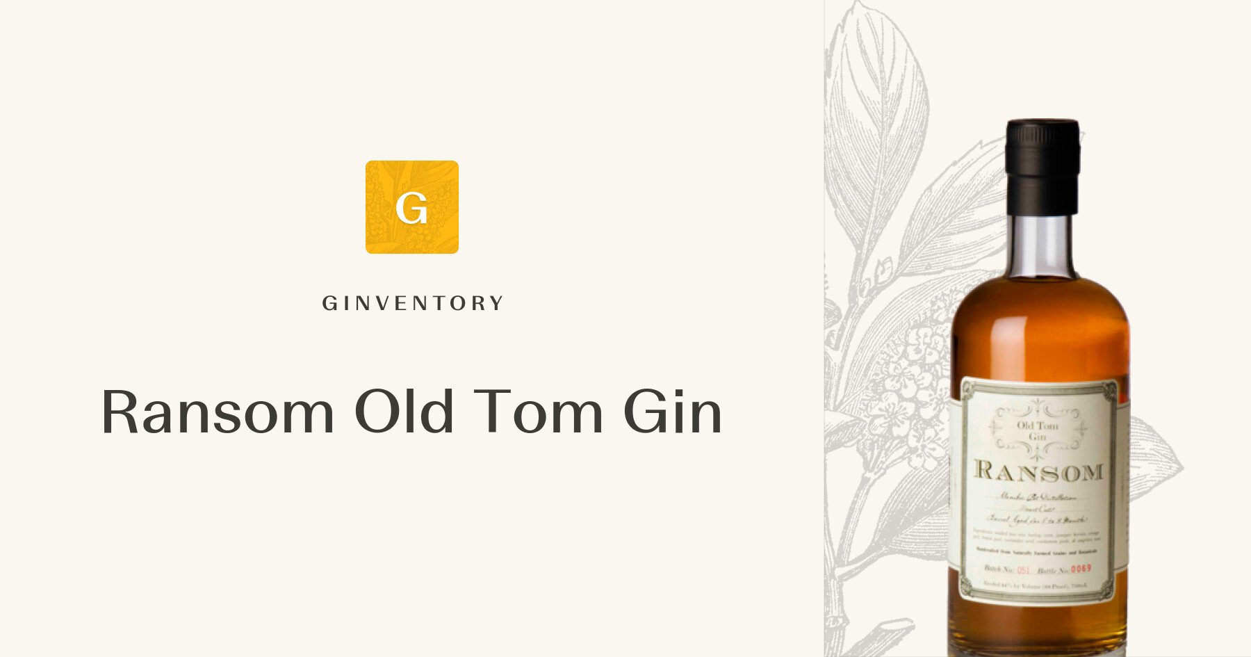 Ransom Old Tom Gin — Gins | Ginventory