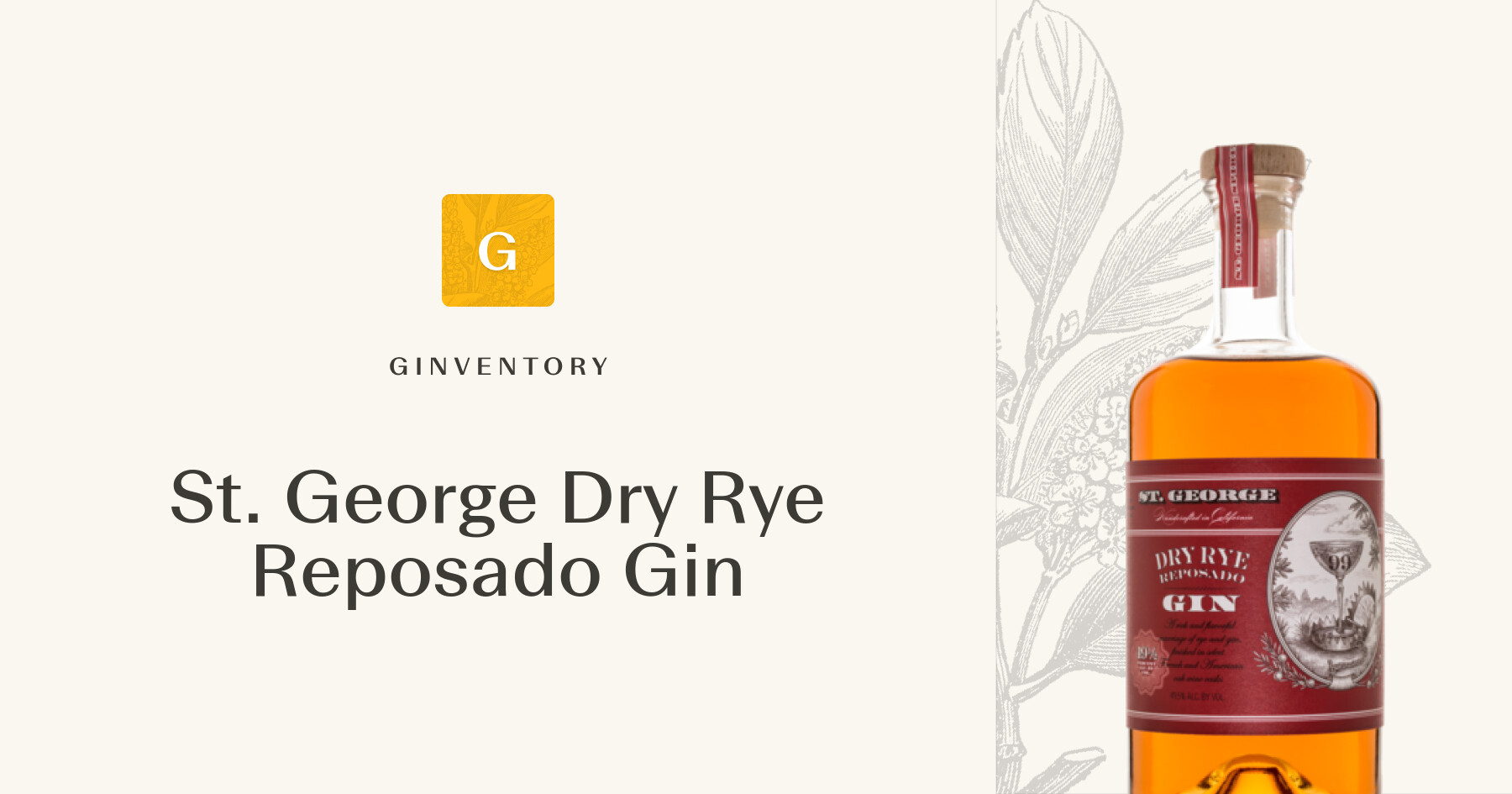 St. George Dry Rye Reposado Gin — Gins | Ginventory