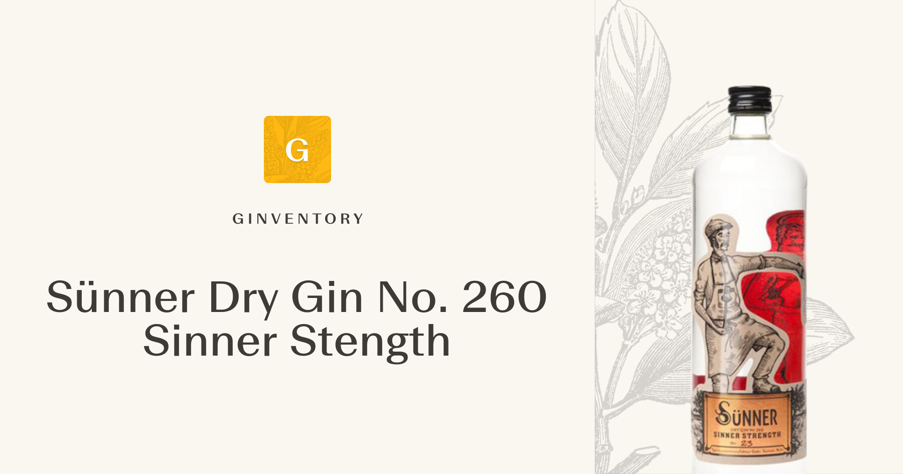Sünner Dry Gin No. 260 Sinner Stength — Gins | Ginventory