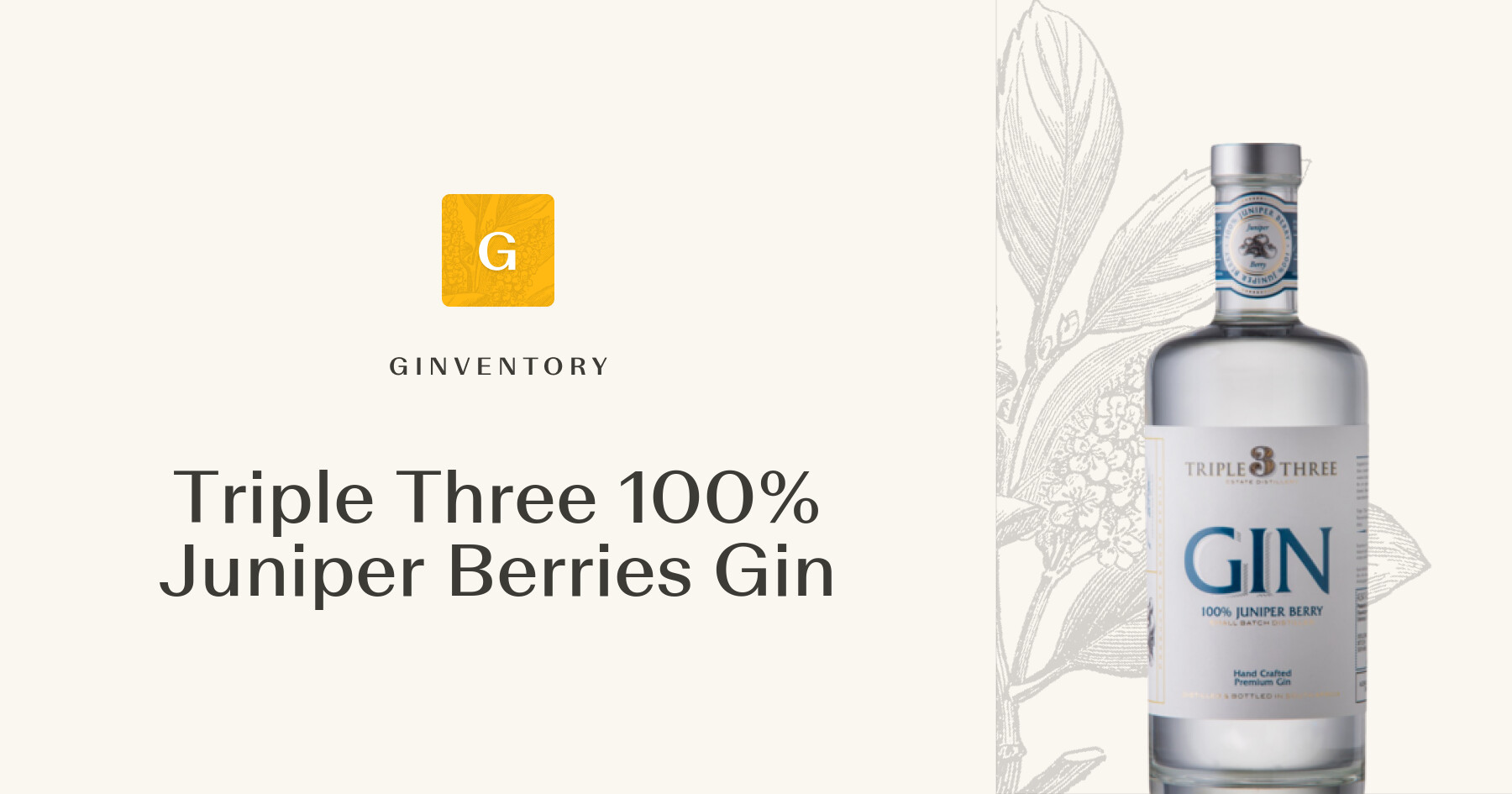 Triple Three 100% Juniper Berries Gin — Gins | Ginventory